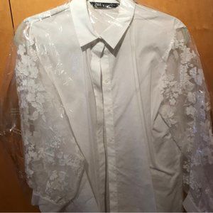 ZARA White Cotton Blouse